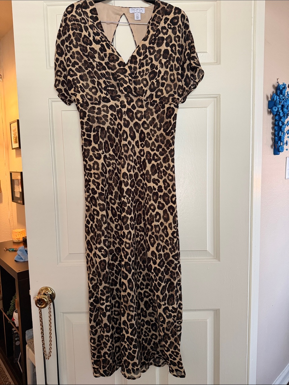 sofia by sofia vergara Leopard Print V-Neck Maxi Dress - Brown & Black